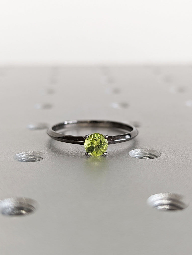 14k Solid Gold Peridot Ring, Round Peridot, Prong Setting, August Birthstone, Birthstone Jewelry, Green Peridot Gemstone