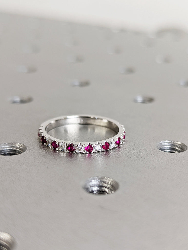 Ruby & Diamond Wedding Ring / 14k Gold Ruby Eternity Diamond Band / July Birthstone Ring/ Anniversary Ring / Labor Day Sale