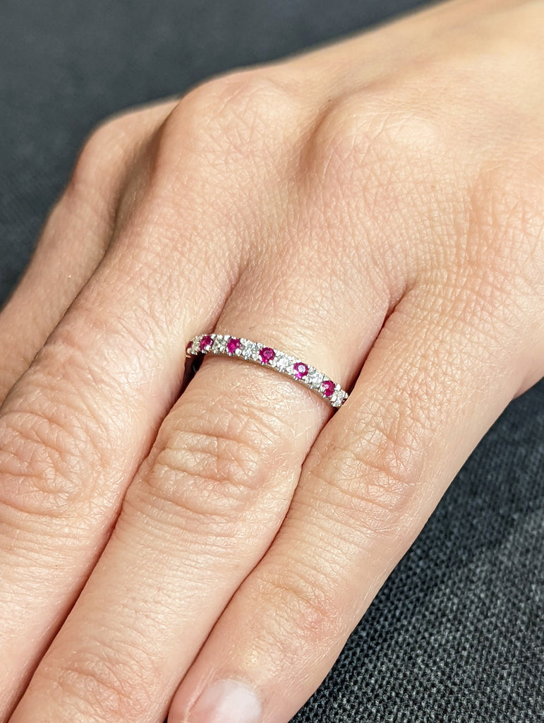 Ruby & Diamond Wedding Ring / 14k Gold Ruby Eternity Diamond Band / July Birthstone Ring/ Anniversary Ring / Labor Day Sale