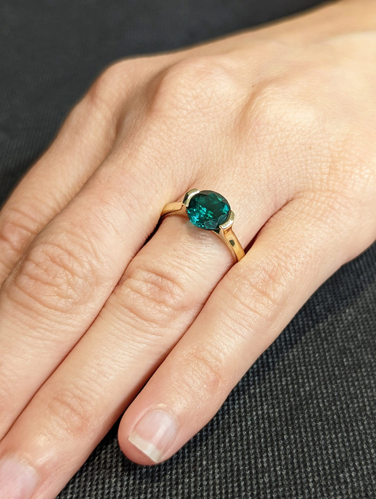 Emerald ring vintage emerald engagement ring 14k rose gold ring gift unique antique wedding promise anniversary ring for her