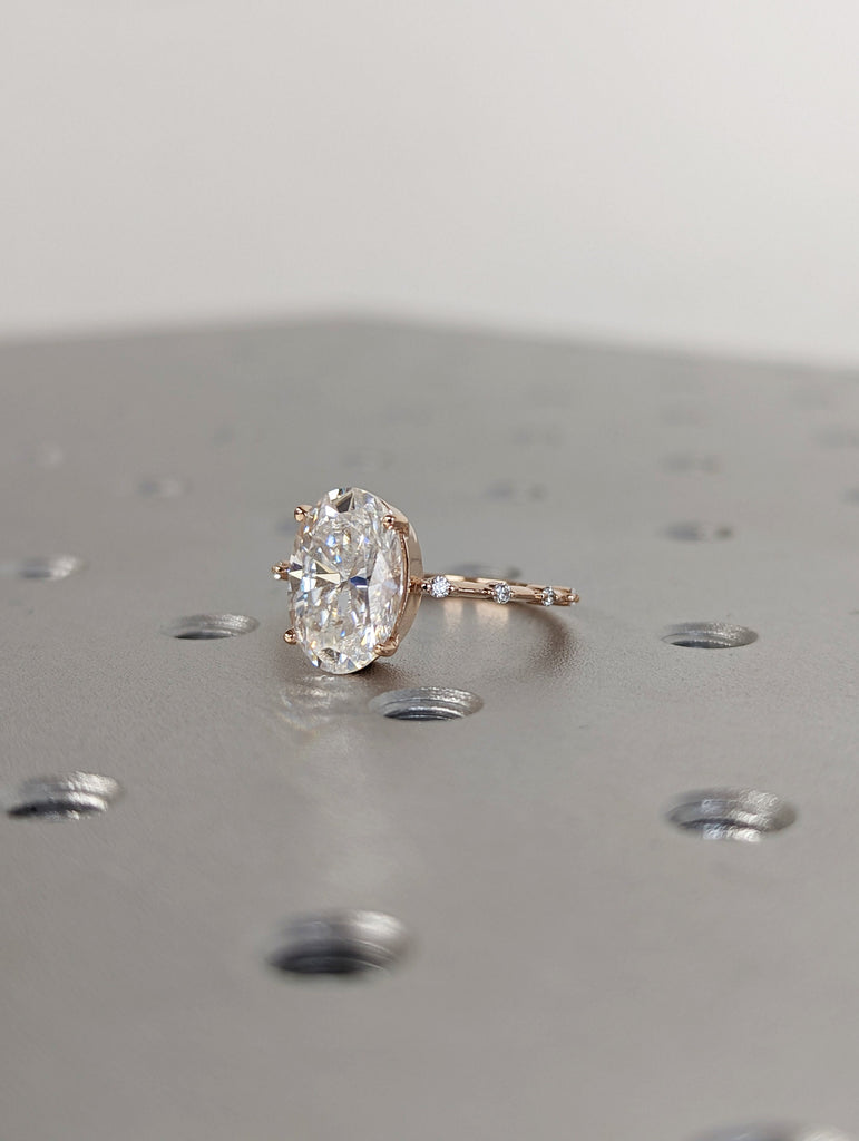 3 CT Oval Engagement Ring, Dainty Moissanite Engagement Ring