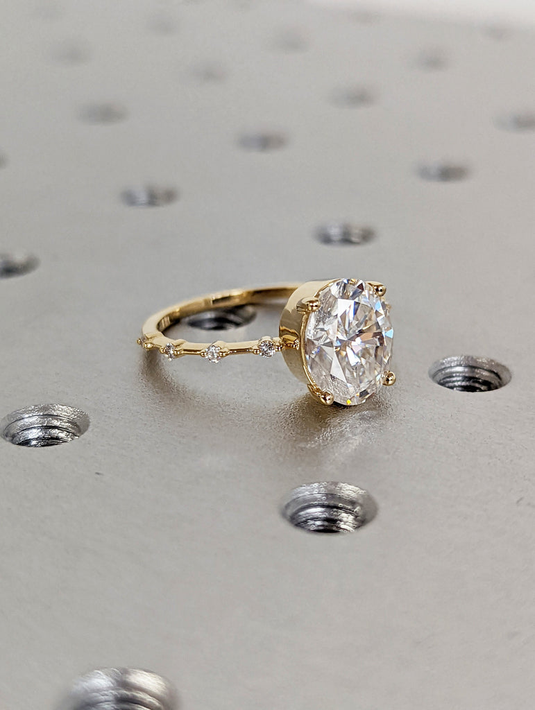 2.5 CT Oval Engagement Ring, Dainty Lab Diamond Engagement Ring
