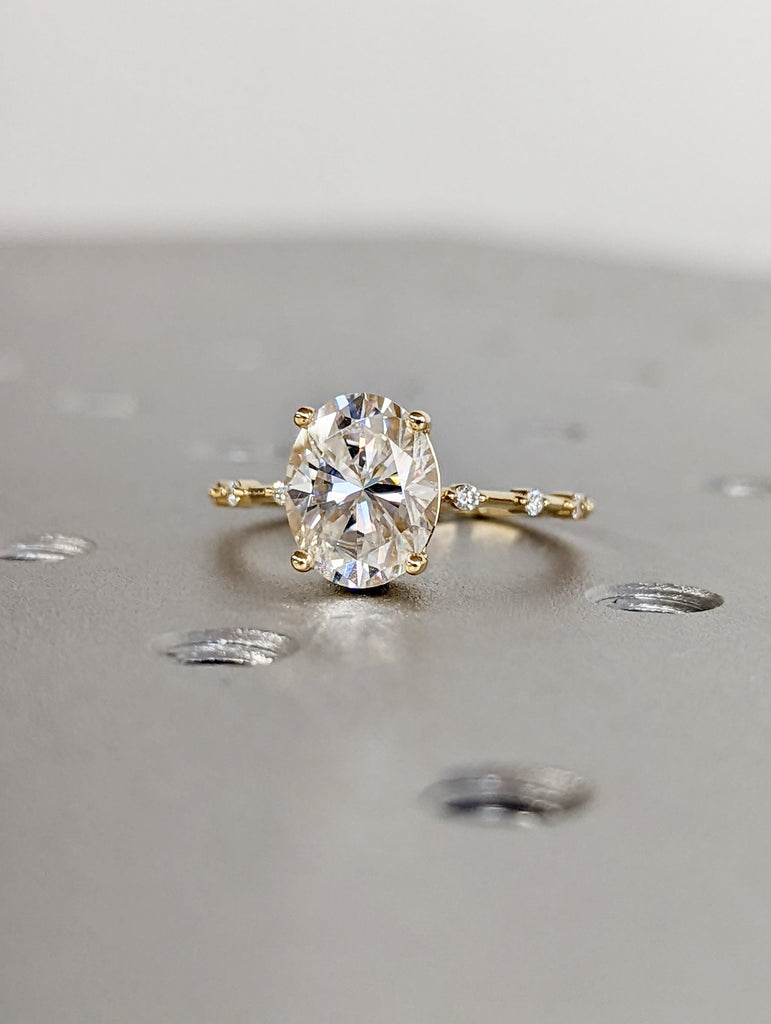 2.5 CT Oval Engagement Ring, Dainty Lab Diamond Engagement Ring