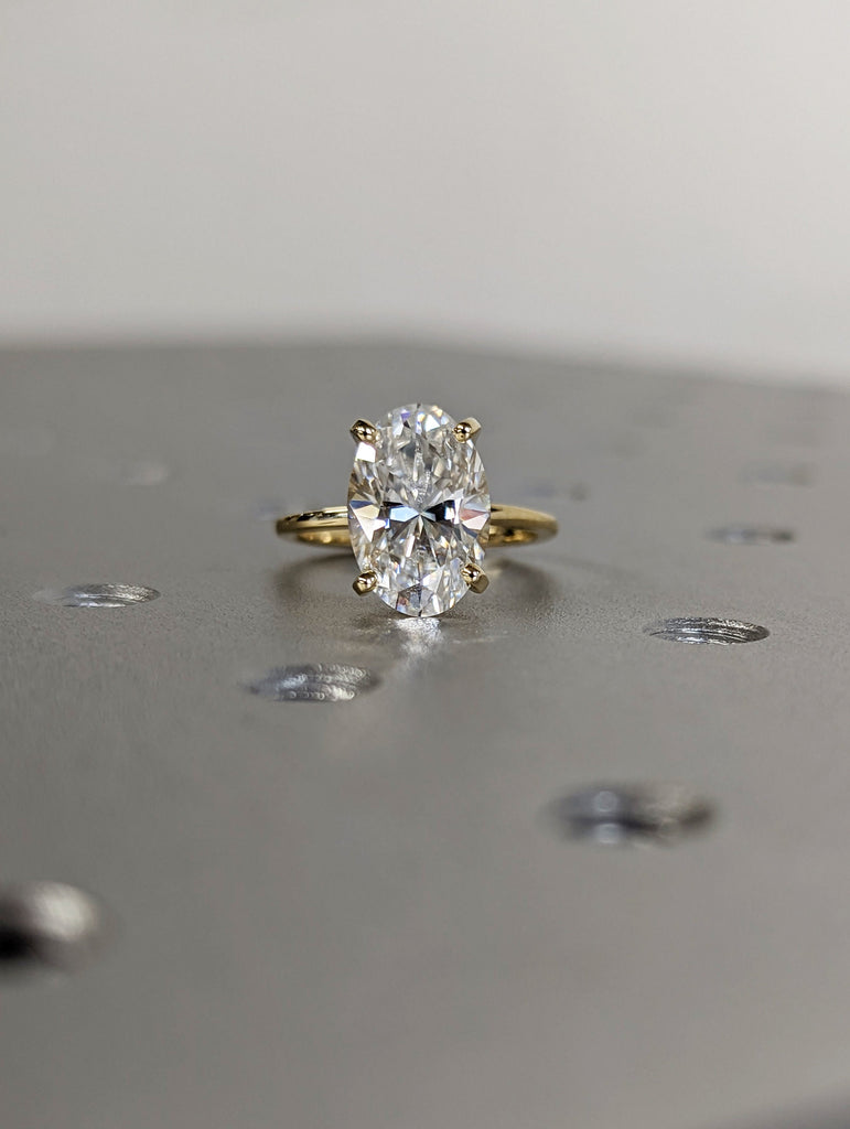 Oval Engagement Ring, 3Ct Crushed ice Oval cut 12*8mm Lab Diamond engagement ring, diamond hidden halo ring