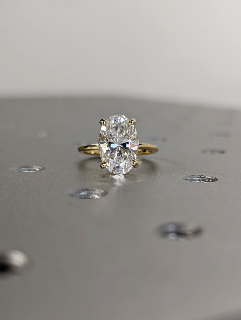 Oval Engagement Ring, 3Ct Crushed ice Oval cut 12*8mm Moissanite engagement ring, diamond hidden halo ring