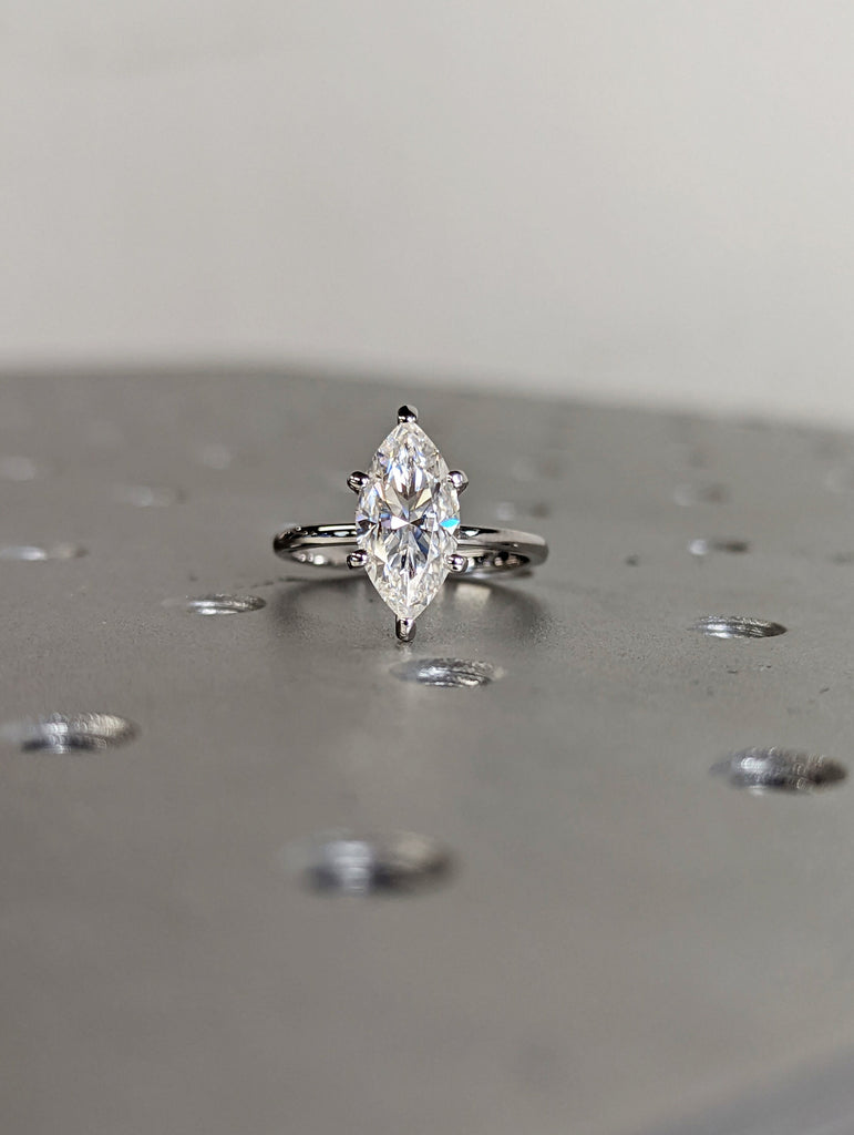 2 Carat Marquise Engagement Ring, Marquise Moissanite Solitaire Engagement Ring, Wedding Ring, Anniversary Ring 14K Solid Real White Gold