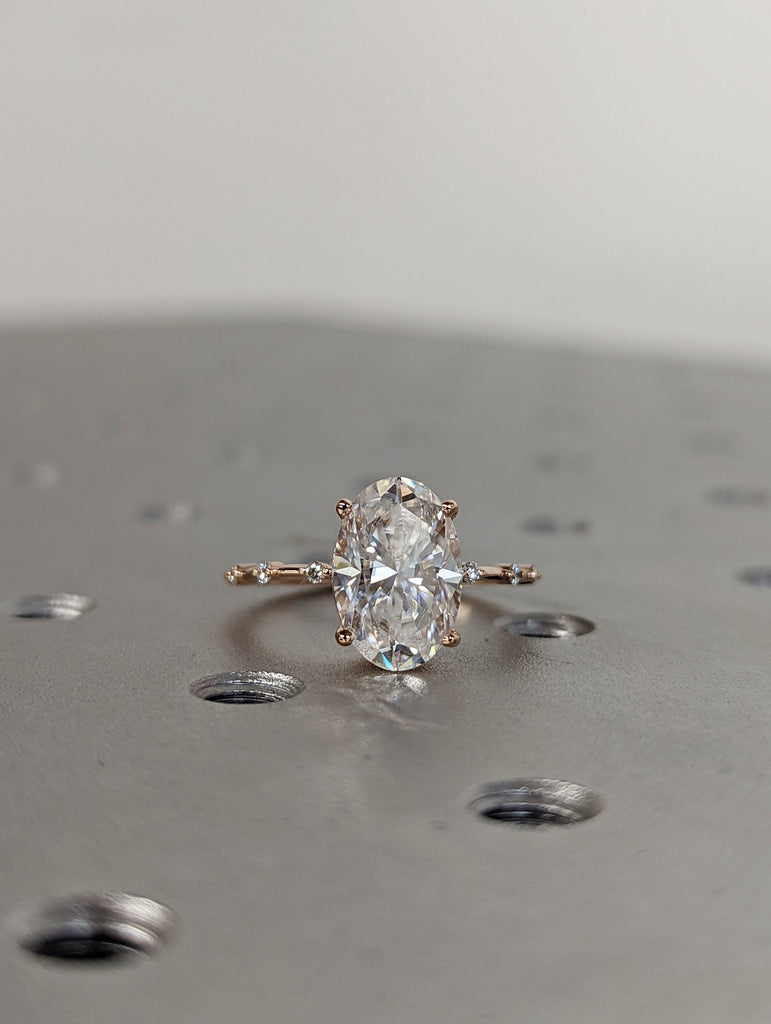 3 CT Oval Engagement Ring, Dainty Moissanite Engagement Ring