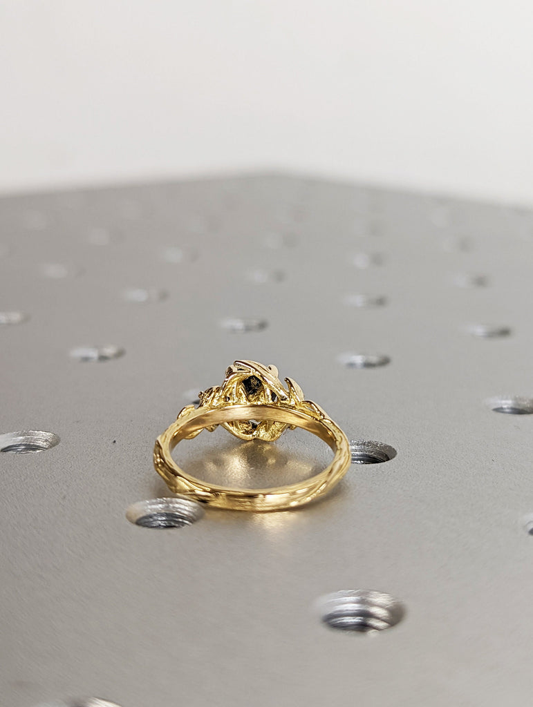 Salt & Pepper Diamond Engagement Ring, Black Diamond Ring, Yellow Gold Ring, Rose Gold Diamond Engagement ring, Black Gold Engagement Ring