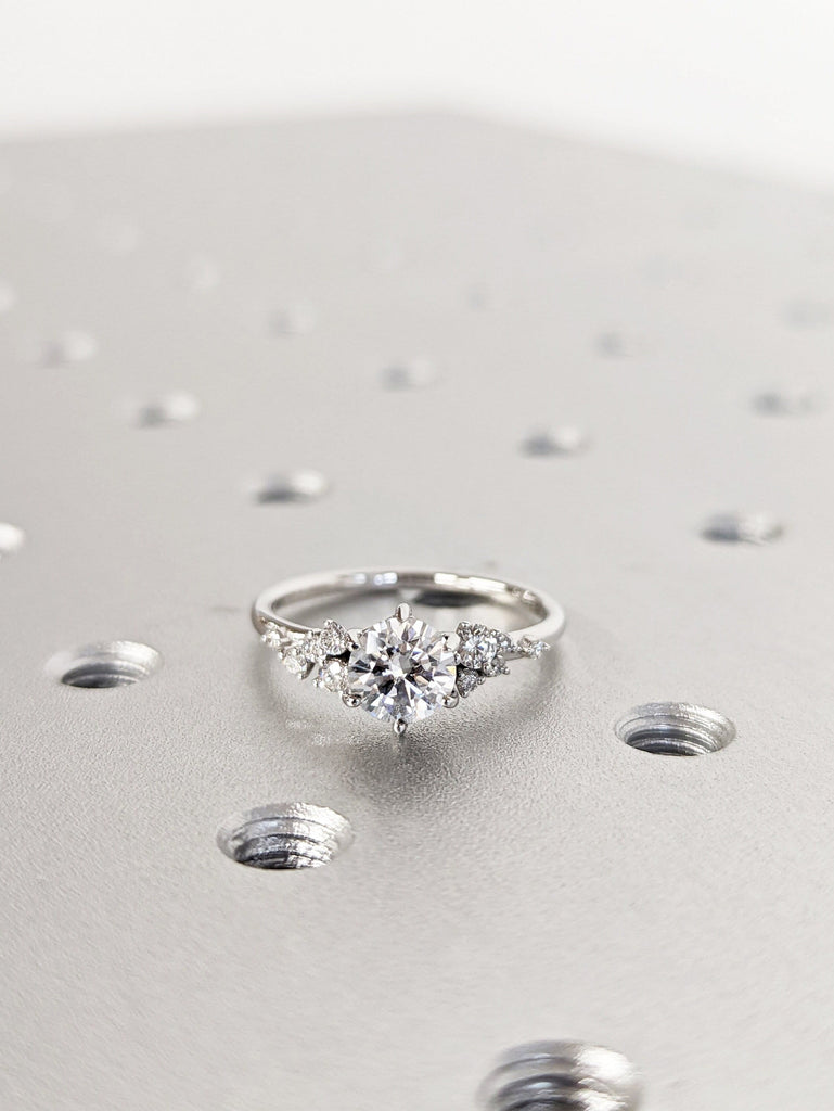 14k Gold Diamond Cluster Ring, Cluster Diamond Ring, Cluster Wedding Band, Diamond Wedding Band, Gift For Her, Christmas Gift