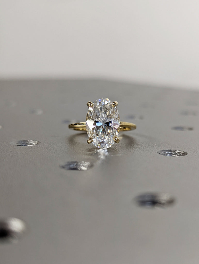 Oval Engagement Ring, 3Ct Crushed ice Oval cut 12*8mm Lab Diamond engagement ring, diamond hidden halo ring