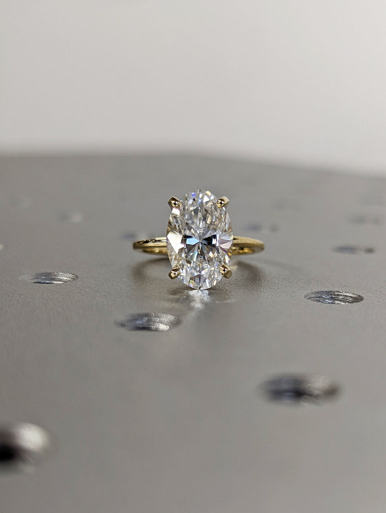 Oval Engagement Ring, 3Ct Crushed ice Oval cut 12*8mm Lab Diamond engagement ring, diamond hidden halo ring