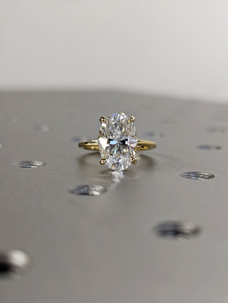 Oval Engagement Ring, 3Ct Crushed ice Oval cut 12*8mm Moissanite engagement ring, diamond hidden halo ring