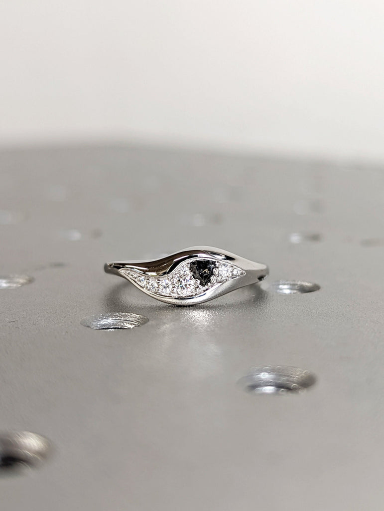 Diamond Cluster Ring, White Gold Diamond Wedding Band, Cluster Ring Gold, Gift for Her Ring, Unique Wedding Band, Amorphic Wave Diamond Ring