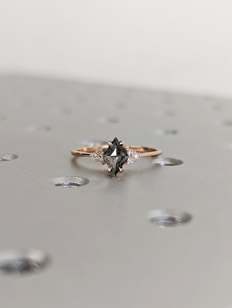 Salt and Pepper Diamond Ring | Engagement Ring | Kite Diamond Ring | Kite Ring | Kite Art Deco Ring | Natural Diamond Ring | Promise Ring