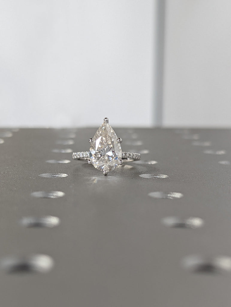 14K Solid Gold Engagement Ring /3.0CT Pear Moissanite Wedding Ring/Moissanite Diamonds Engagement Ring/Bridal set/Promise ring/White gold