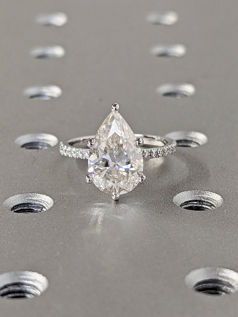 14K Solid Gold Engagement Ring /3.0CT Pear Moissanite Wedding Ring/Moissanite Diamonds Engagement Ring/Bridal set/Promise ring/White gold