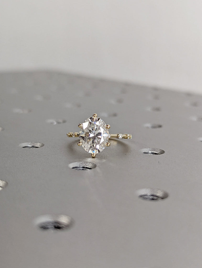 2.5 CT Oval Engagement Ring, Dainty Moissanite Engagement Ring