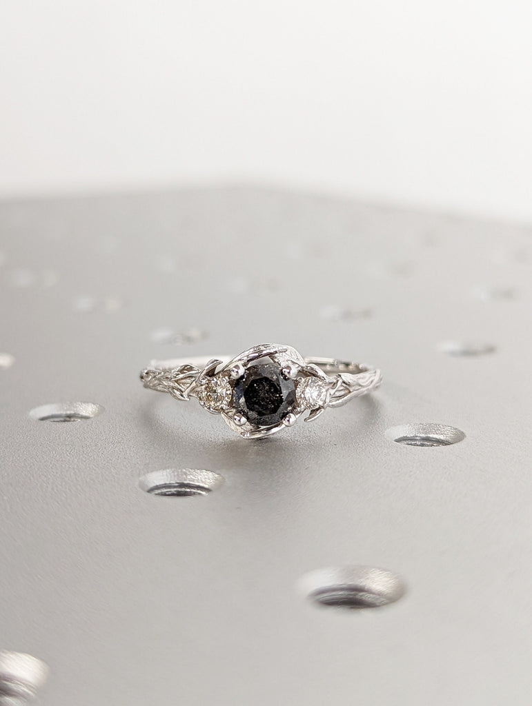 Leaves Engagement Ring, 14K Gold and Diamond engagement ring, engagement ring, leaf ring, vintage, Alternative Engagement Ring