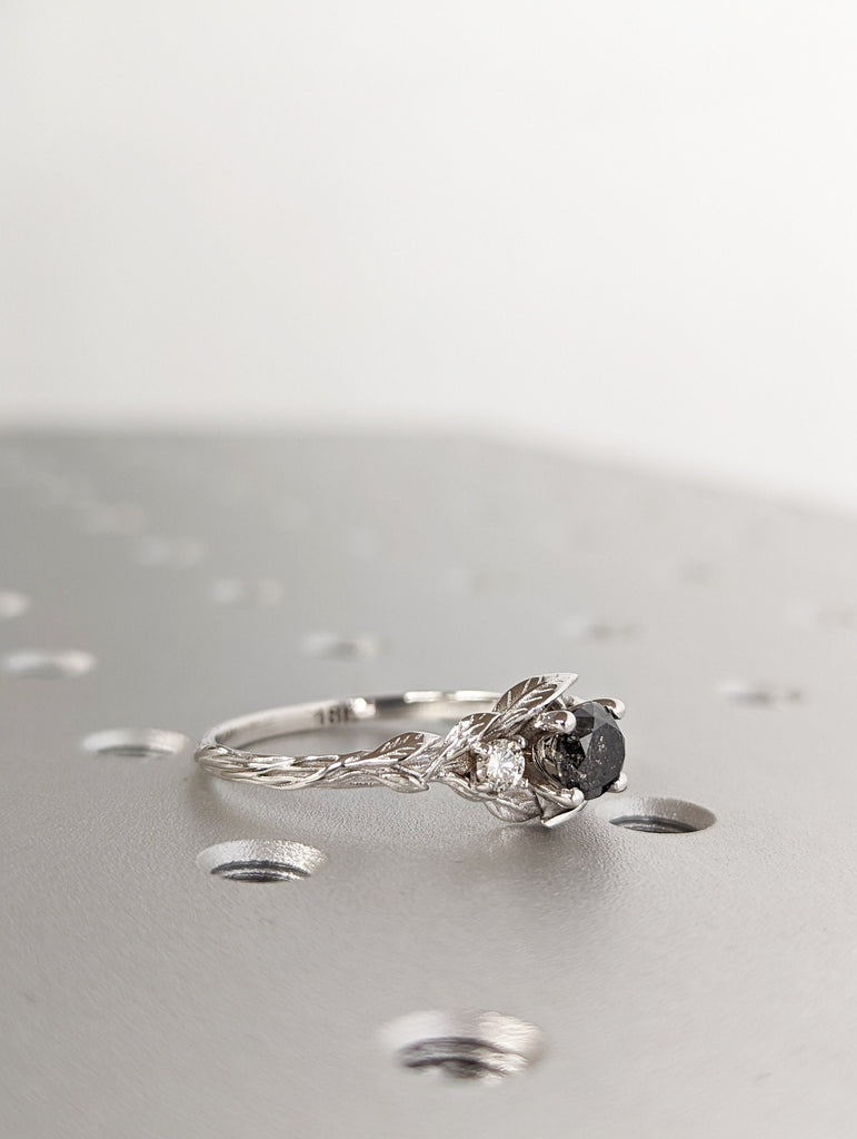 Leaves Engagement Ring, 14K Gold and Diamond engagement ring, engagement ring, leaf ring, vintage, Alternative Engagement Ring