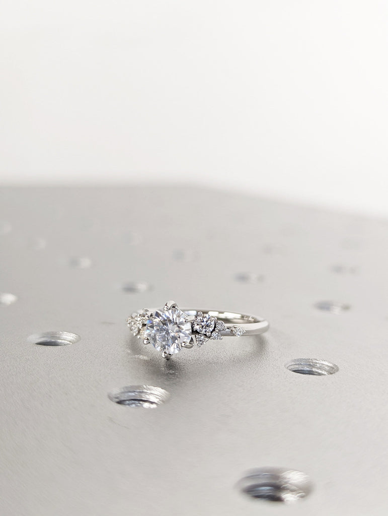 14k Gold Diamond Cluster Ring, Cluster Diamond Ring, Cluster Wedding Band, Diamond Wedding Band, Gift For Her, Christmas Gift
