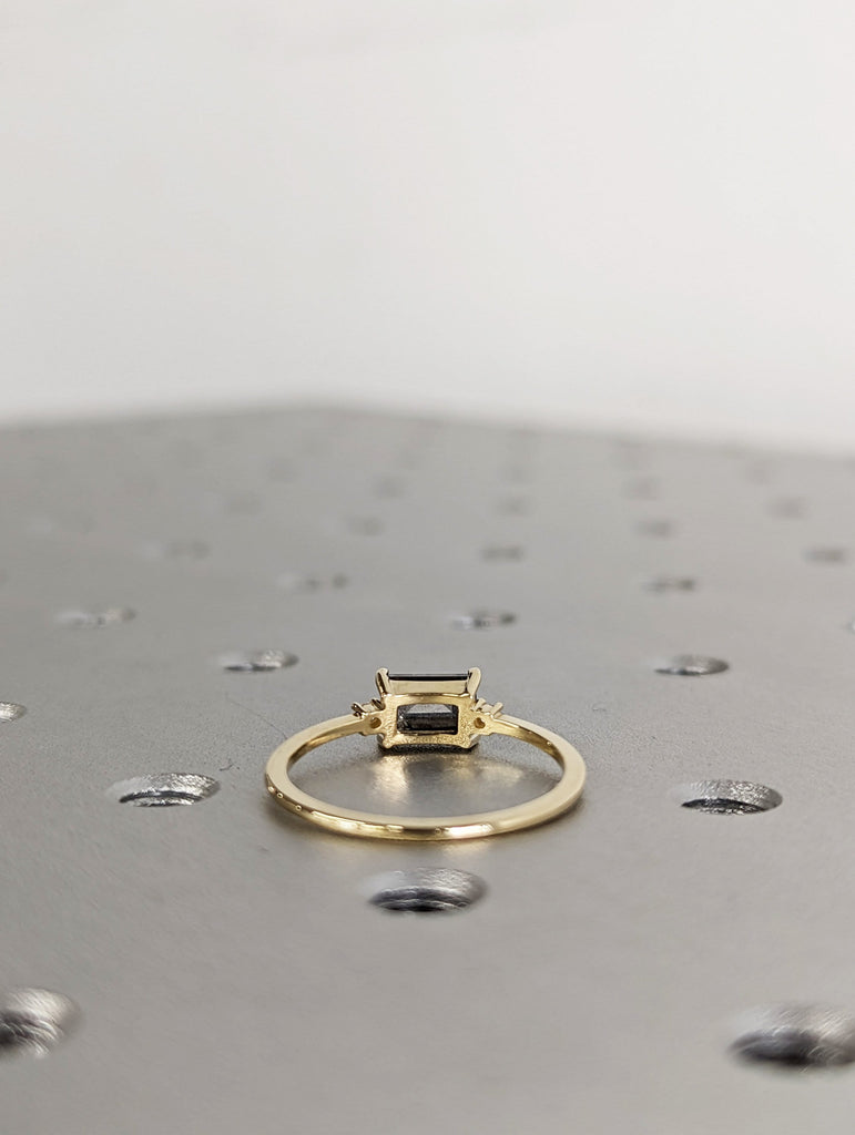 LIMITED Bright Salt and Pepper Diamond Ring, Alternative Promise Ring, Milky Diamond Art Deco 1920's Inspired Thin Petite Band, Unique Ring