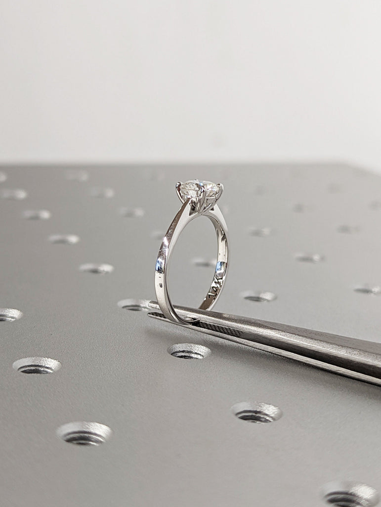 Solitaire Moissanite Engagement Ring Swirl Prongs Ring 14K White Gold Moissanite Ring Swirl Design Antique Engagement Ring Basket Setting