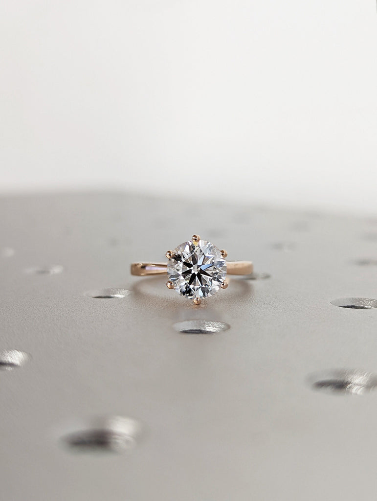 2 Carat 14K Gold Solitaire Ring/ Round Moissanite Ring / Rose Gold Moissanite Ring/ Wedding Engagement Ring/ Solitaire Moissanite Ring