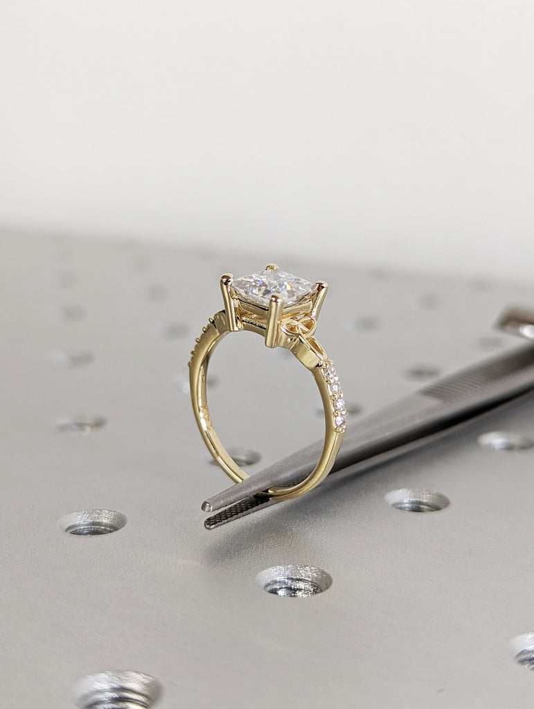 1ct Princess Celtic Cathedral Ring Gold Moissanite Diamond Celtic Engagement Ring Trinity Knot Irish Ring Triquetra Ring Moissanite Ring