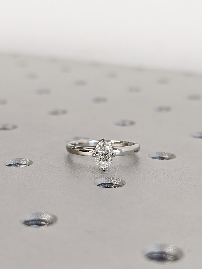 0.5 CT Oval Engagement Ring, Dainty Moissanite Engagement Ring, Floral Ring