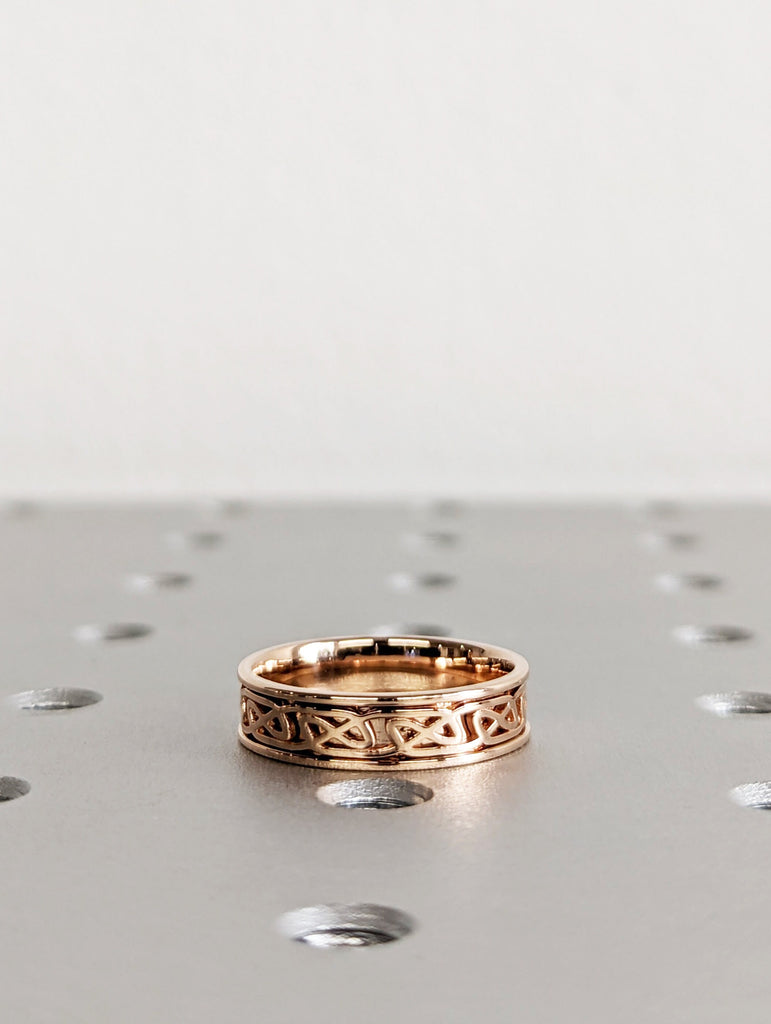 14K Rose Gold Bright Celtic Wedding Ring | Handmade 14k rose gold wedding Ring | 14k Celtic gold ring | Celtic Knot Ring | Irish Knot Ring