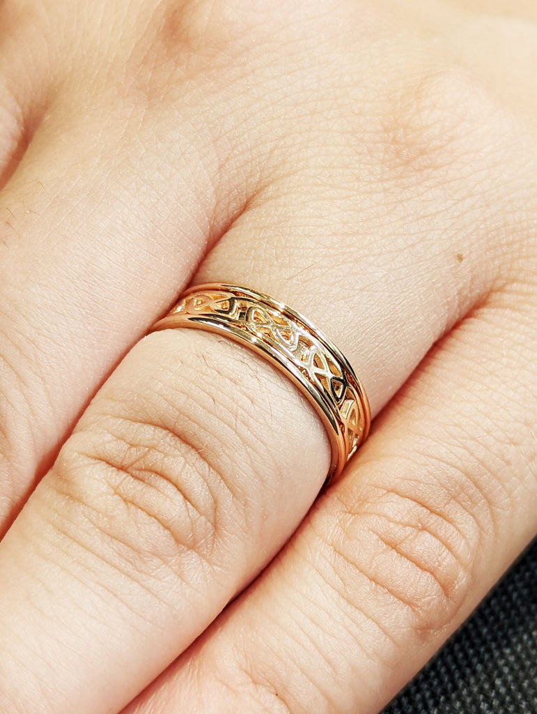 14K Rose Gold Bright Celtic Wedding Ring | Handmade 14k rose gold wedding Ring | 14k Celtic gold ring | Celtic Knot Ring | Irish Knot Ring