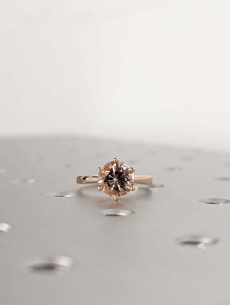 Antique Round Morganite Ring, Morganite Engagement Ring, Gold Morganite Ring, Round Cut Engagement Ring, Morganite Solitaire, Promise Ring