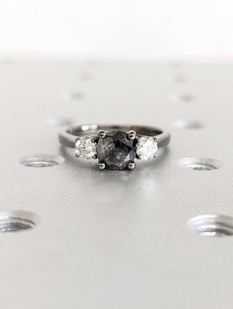 Raw Salt And Pepper Diamond Ring White Gold Three Stone Salt And Pepper Diamond Intertwined Band (1/3 Ct. Tw.) 3 Stones, Intertwined, Tillie