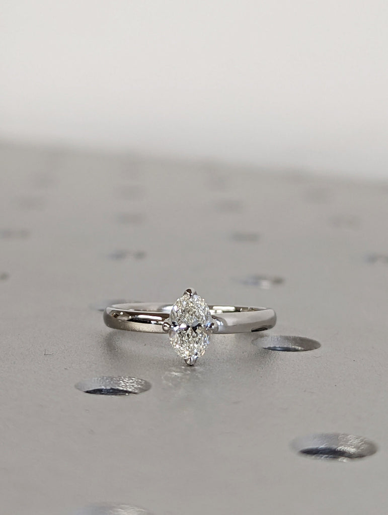 0.5 CT Oval Engagement Ring, Dainty Moissanite Engagement Ring, Floral Ring