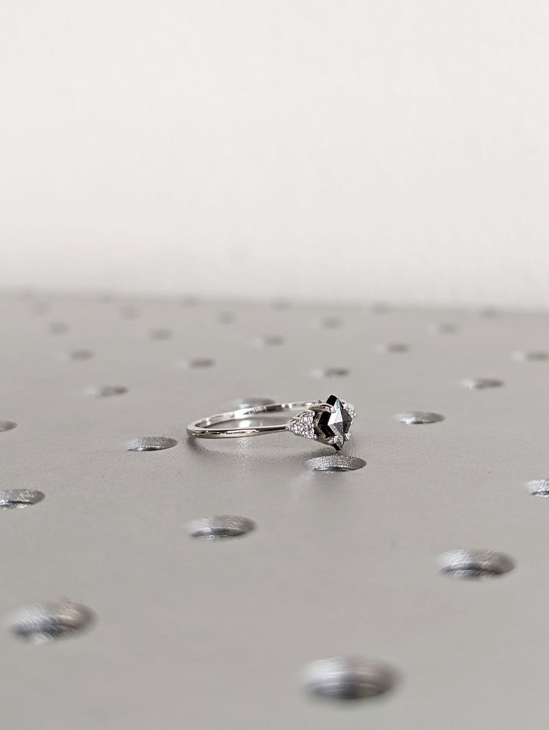 Salt and Pepper Diamond Ring | Engagement Ring | Kite Diamond Ring | Kite Ring | Kite Art Deco Ring | Natural Diamond Ring | Promise Ring