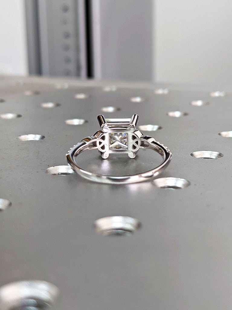 Celtic Cathedral Ring Gold Moissanite Diamond Celtic Engagement Ring Trinity Knot Ring Irish Ring Triquetra Ring Moissanite Ring