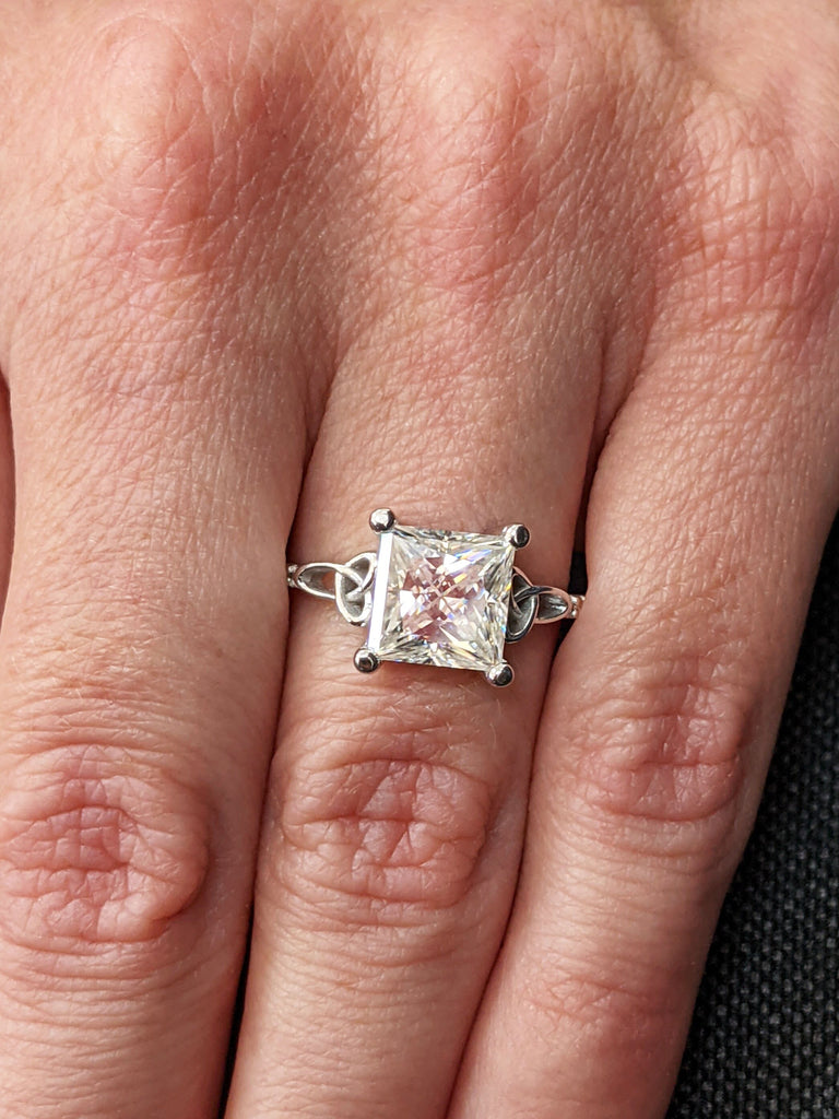 Celtic Cathedral Ring Gold Moissanite Diamond Celtic Engagement Ring Trinity Knot Ring Irish Ring Triquetra Ring Moissanite Ring