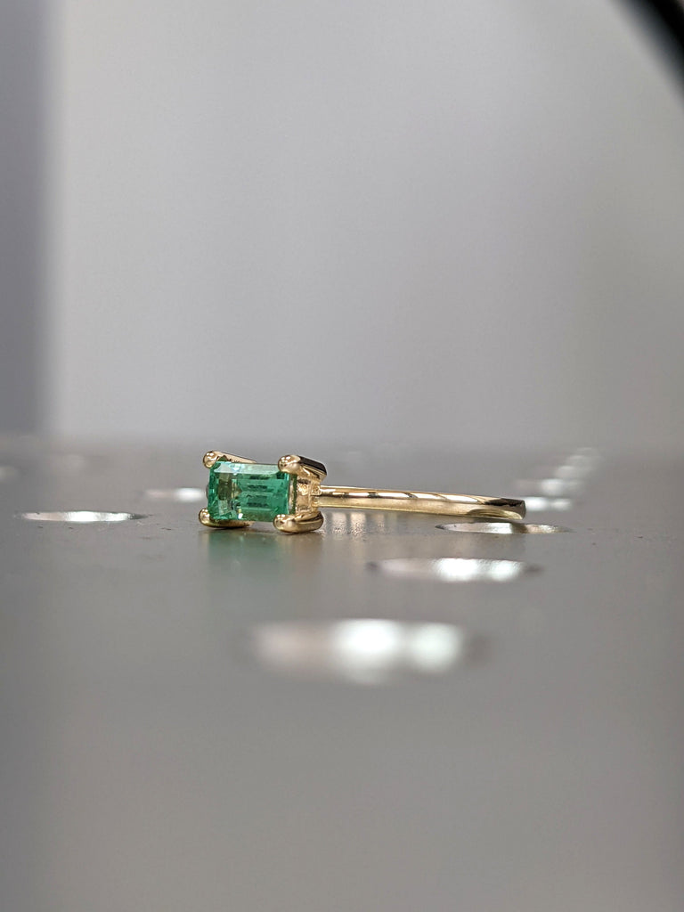 emerald baguette ring 14k gold Emerald Ring Baguette Emerald Ring 14k Solid Gold Minimalist Emerald Ring Stacking Emerald Ring