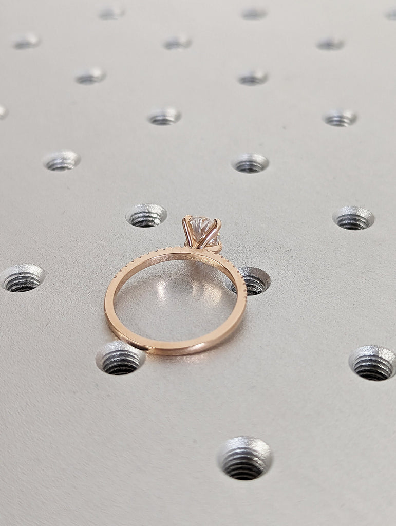 1cts Moissanite Oval Engagement Ring, Oval Moissanite and Solitaire Wedding Ring, Rose Gold Moissanite Ring