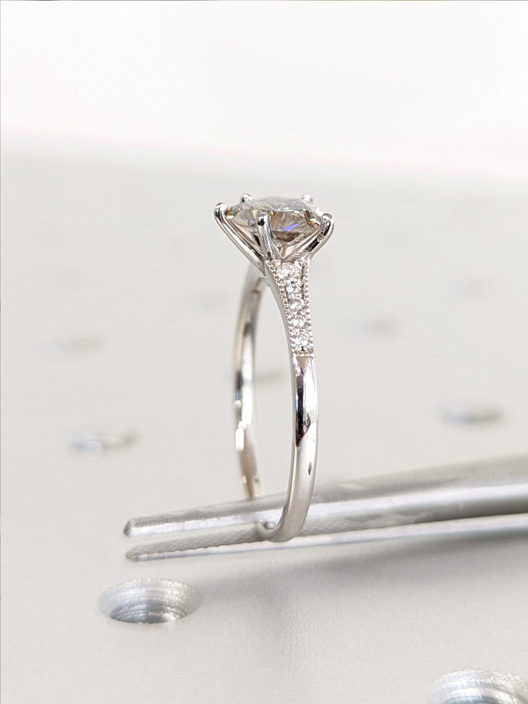 1.5 CT Heart Engagement Ring, Infinity Heart Ring with Fitted 14K White Gold Band, Heart Shaped Moissanite Ring, Diamond Band, Promise RIng