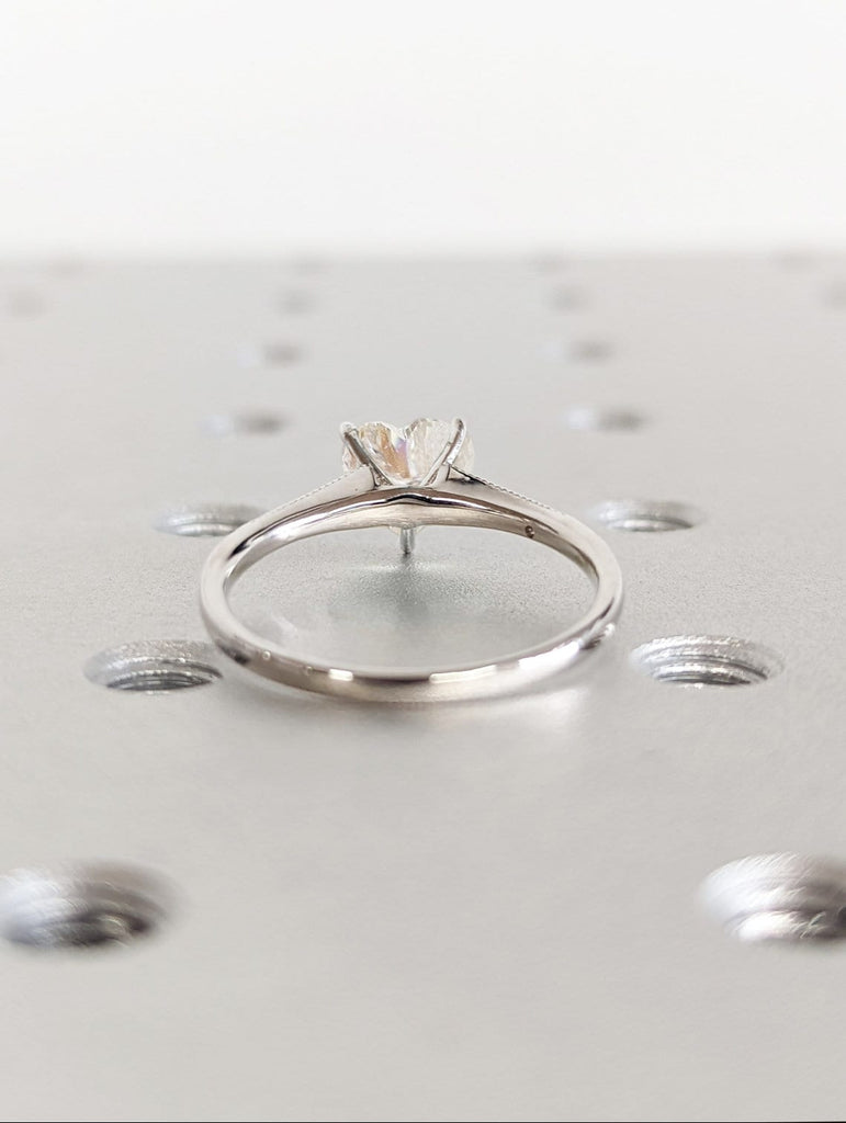 1.5 CT Heart Engagement Ring, Infinity Heart Ring with Fitted 14K White Gold Band, Heart Shaped Moissanite Ring, Diamond Band, Promise RIng
