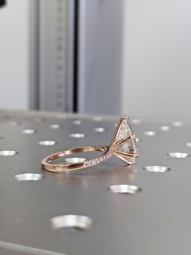 14K Solid Gold Engagement Ring /3CT Pear Moissanite Diamond Wedding Ring/Moissanite Engagement Ring/Stack Ring/Promise ring/Rose gold
