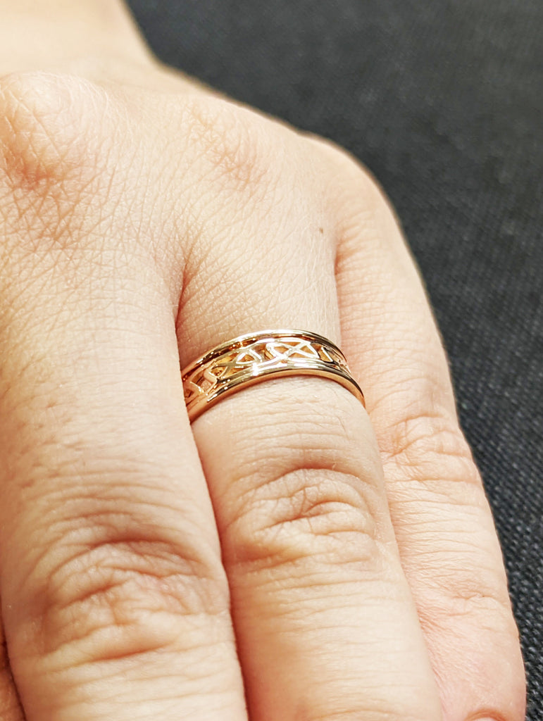 14K Rose Gold Bright Celtic Wedding Ring | Handmade 14k rose gold wedding Ring | 14k Celtic gold ring | Celtic Knot Ring | Irish Knot Ring