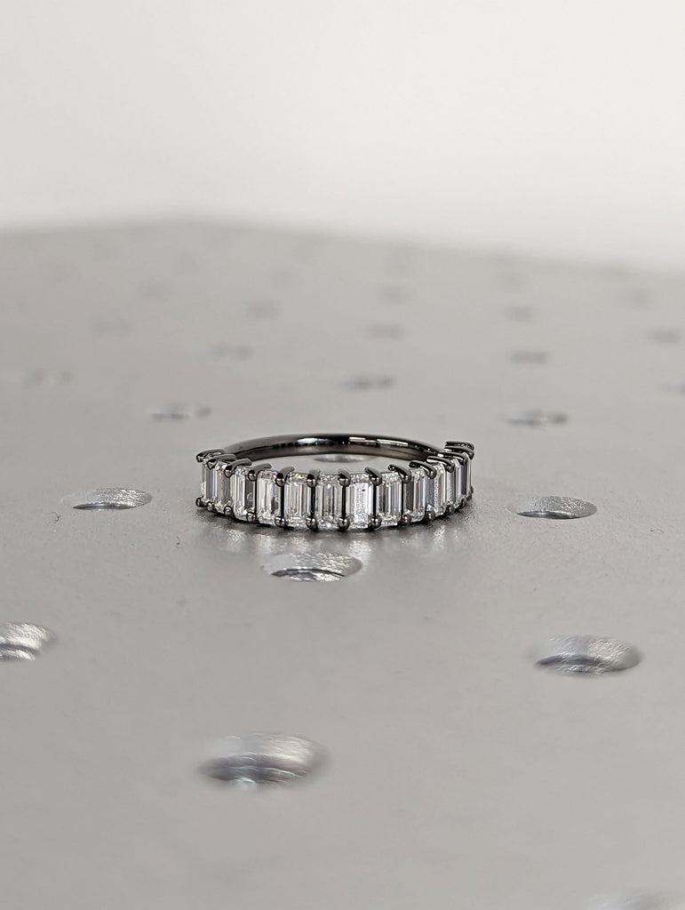 Emerald Cut Eternity Band, Emerald Moissanite Eternity Ring,14k Black Gold Eternity Ring, Emerald Cut Wedding Band, Eternity Engagement Ring