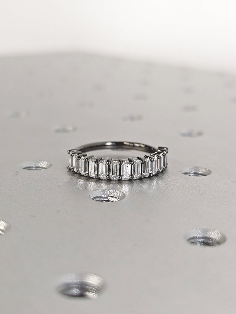 Emerald Cut Eternity Band, Emerald Moissanite Eternity Ring,14k Black Gold Eternity Ring, Emerald Cut Wedding Band, Eternity Engagement Ring