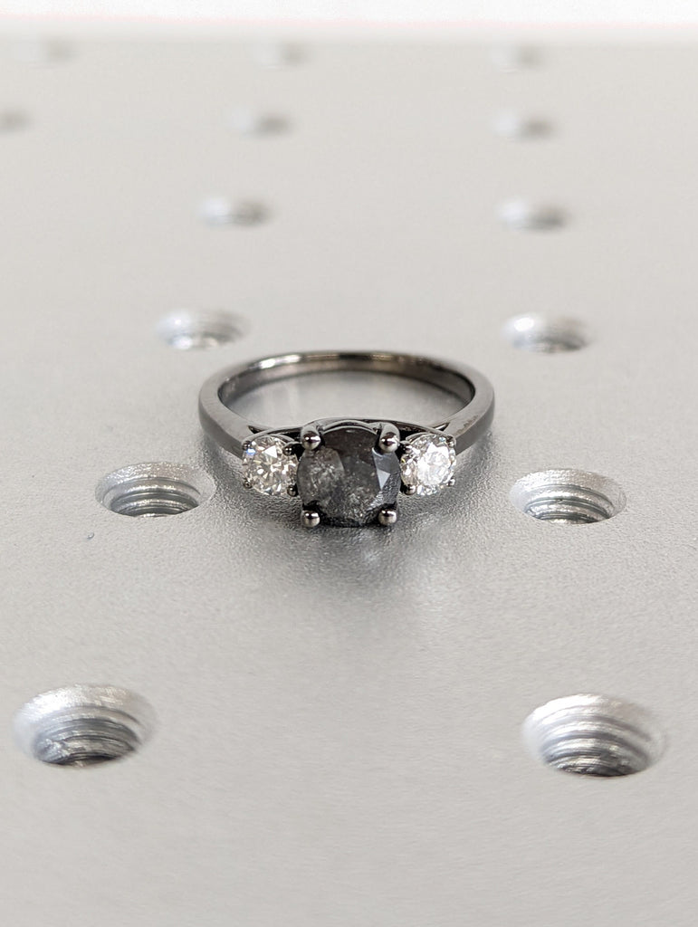 Raw Salt And Pepper Diamond Ring White Gold Three Stone Salt And Pepper Diamond Intertwined Band (1/3 Ct. Tw.) 3 Stones, Intertwined, Tillie