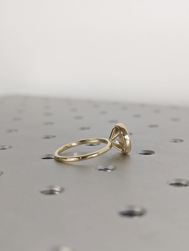 3 Carat Round Bezel Solitaire Ring Brilliant Cut Lab Diamond Engagement Ring Dainty Promise Bezel Ring Solitaire Bezel Ring