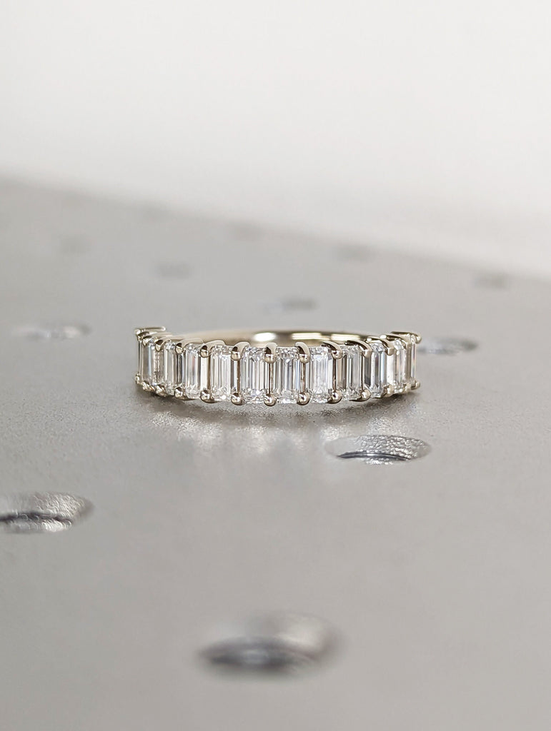 Emerald Cut Eternity Band, Emerald Moissanite Eternity Ring,14k White Gold Eternity Ring, Emerald Cut Wedding Band, Eternity Engagement Ring