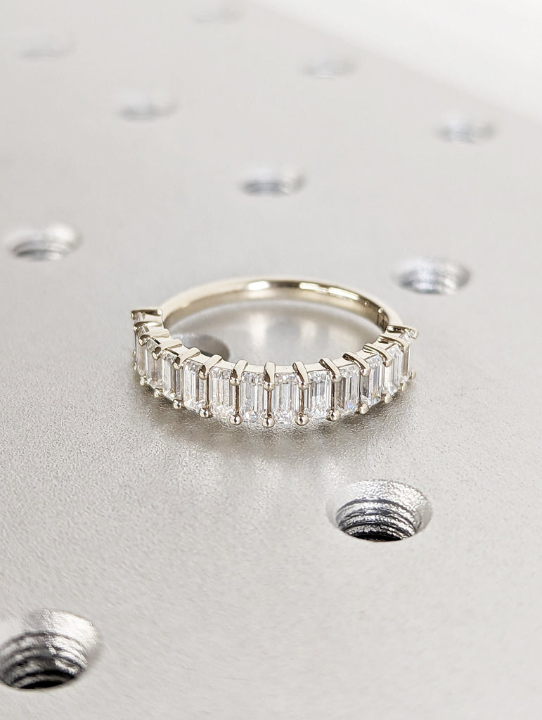 Emerald Cut Eternity Band, Emerald Moissanite Eternity Ring,14k White Gold Eternity Ring, Emerald Cut Wedding Band, Eternity Engagement Ring