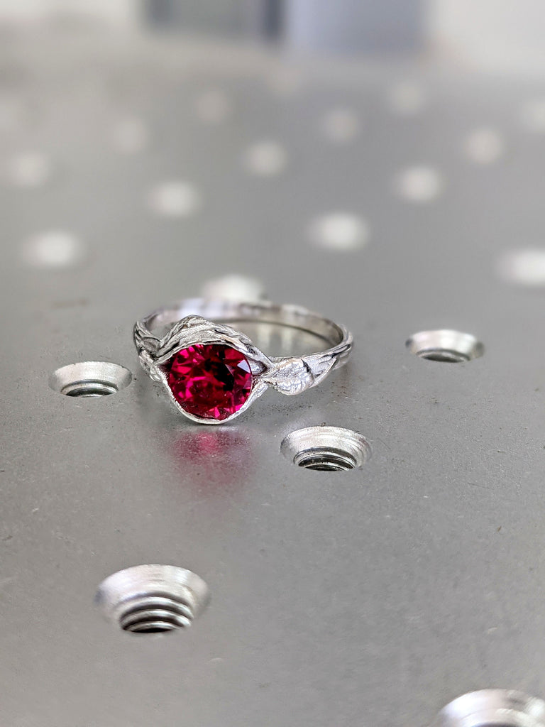 2ct Ruby Engagement Ring, Leaves Ring Ruby Ring, Ruby Engagement Ring Leaf Engagement Ring White Gold Ruby Ring, Leaf Ring, Nature Ring